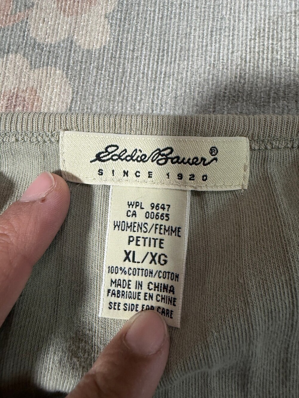 Eddie Bauer Light Sage Green Cotton Ribbed Cardigan Size XL - Picture 3 of 5